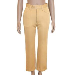 High-Waisted Tan Issey Miyake Trousers Designer Pants Chic Vintage Office Wear